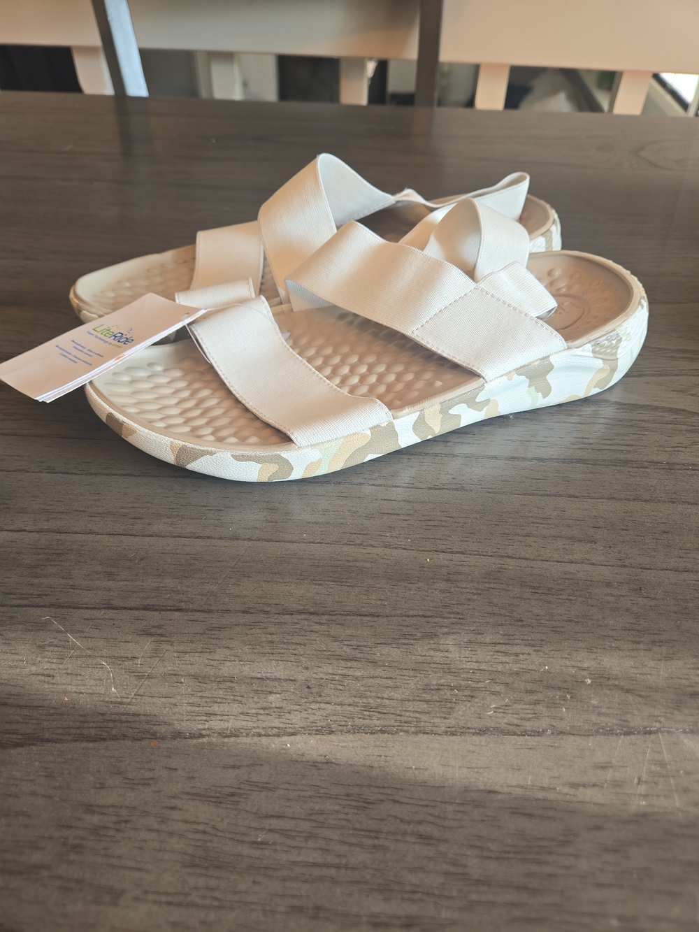CROCS Beige Camo Strap Sandals